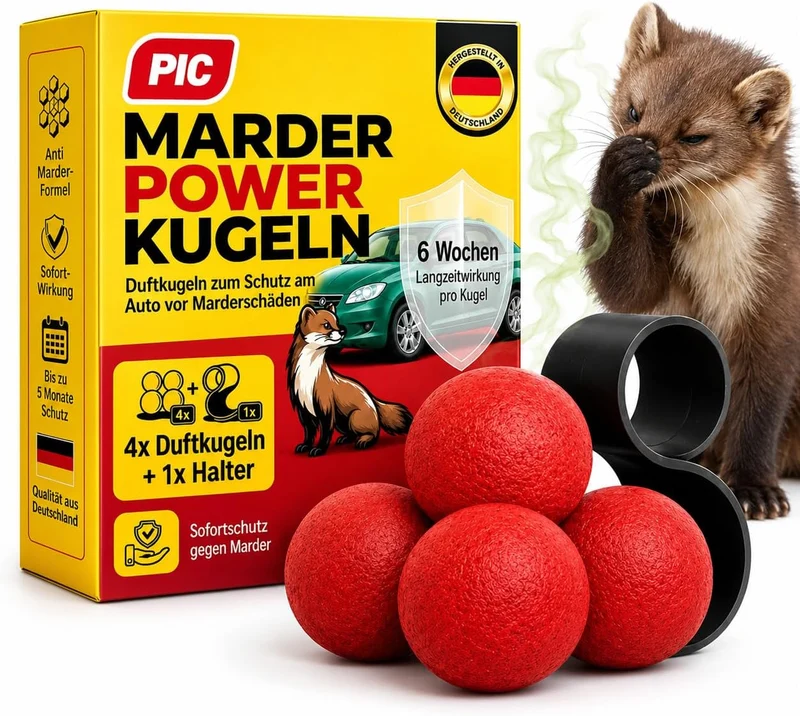 PIC Marderabwehr Auto – 4 Duftkugeln mit Halter