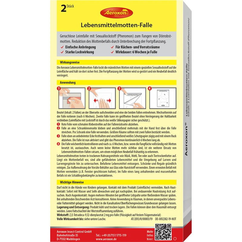 Aeroxon Lebensmittel Mottenfalle