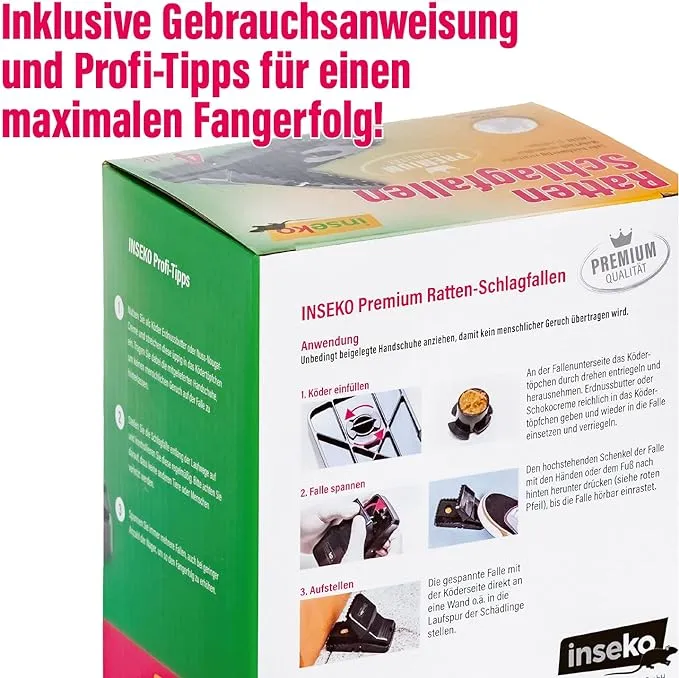 4x inseko Premium- Ratten- Schlagfalle