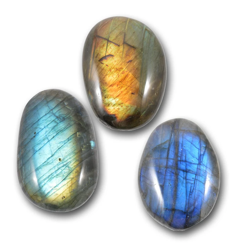 Labradorite Palmstone 2" – Polished Iridescent Crystal