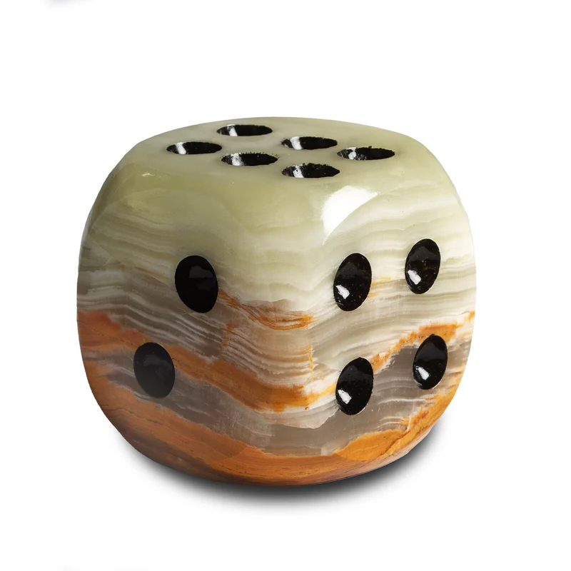2" Giant Himalayan Onyx Dice Paperweight / Bookend | Polished Marble Stone Decorative Gift