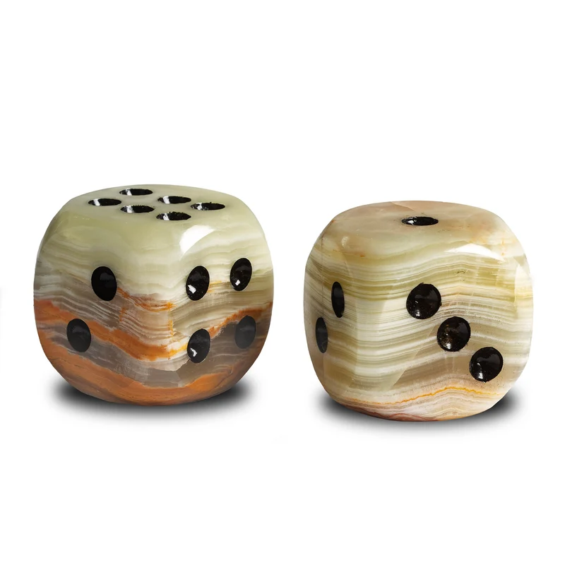 2" Giant Himalayan Onyx Dice Paperweight / Bookend | Polished Marble Stone Decorative Gift