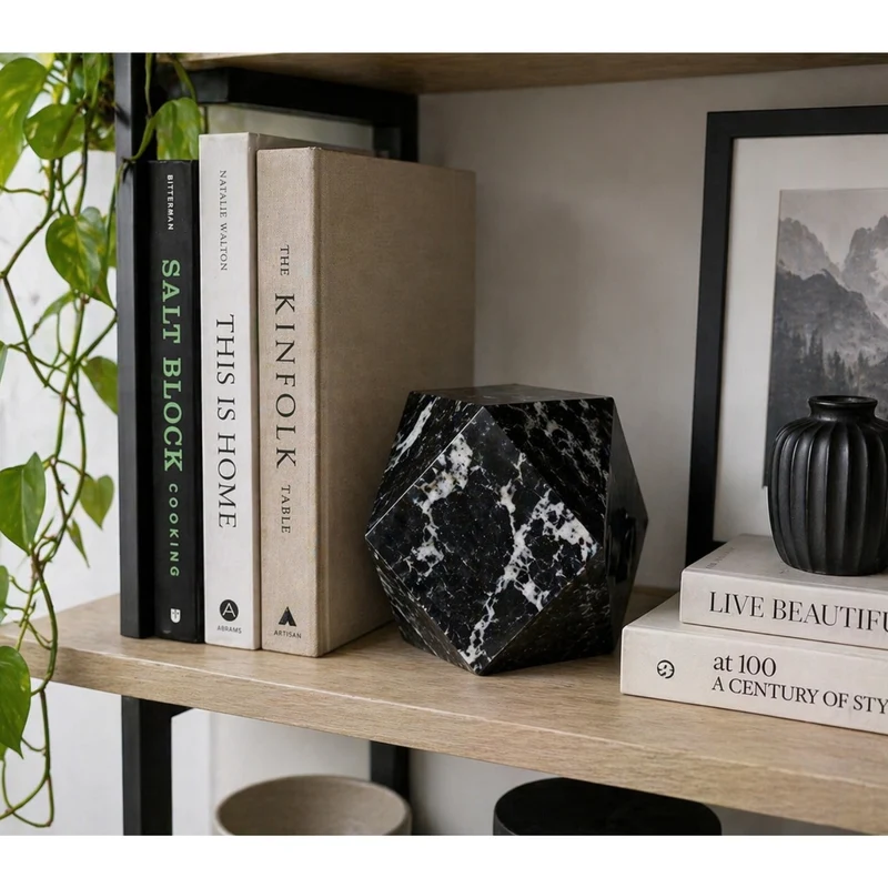 Marble Diamond Bookend – 4.75" Himalayan Stone, Single
