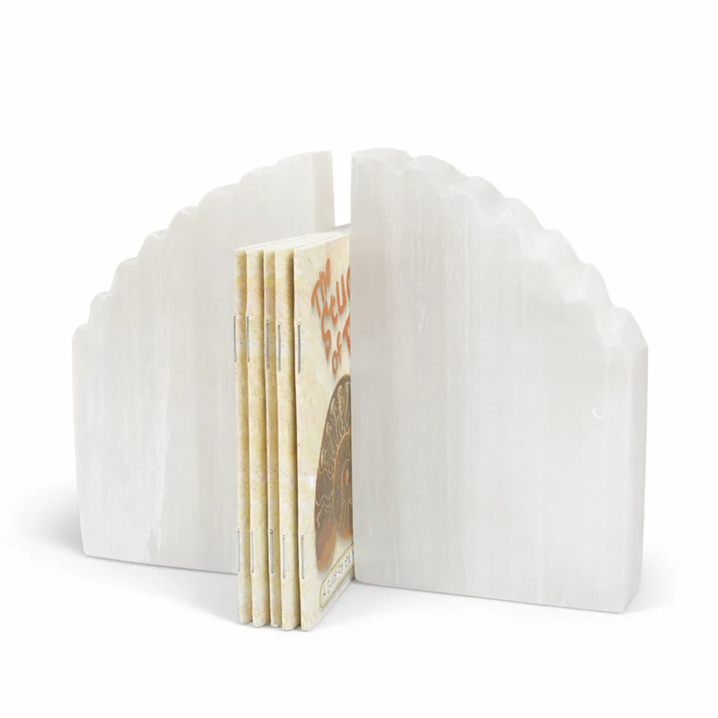 Selenite Natural Edge Bookends – Polished & Raw Crystal Pair