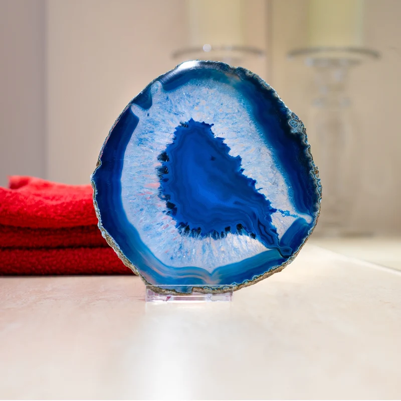 5" Brazilian Agate Slice | Polished Crystal Display Piece - Inc. Stand