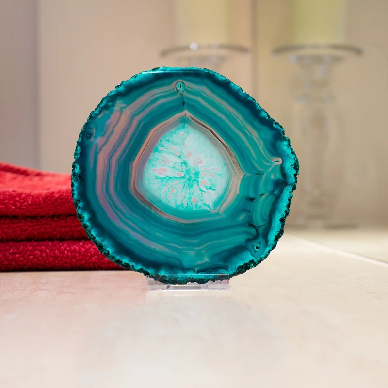 5" Brazilian Agate Slice | Polished Crystal Display Piece - Inc. Stand