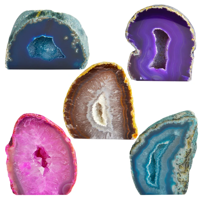 3–4" Cut Base Agate Geode | Brazilian Crystal Specimen
