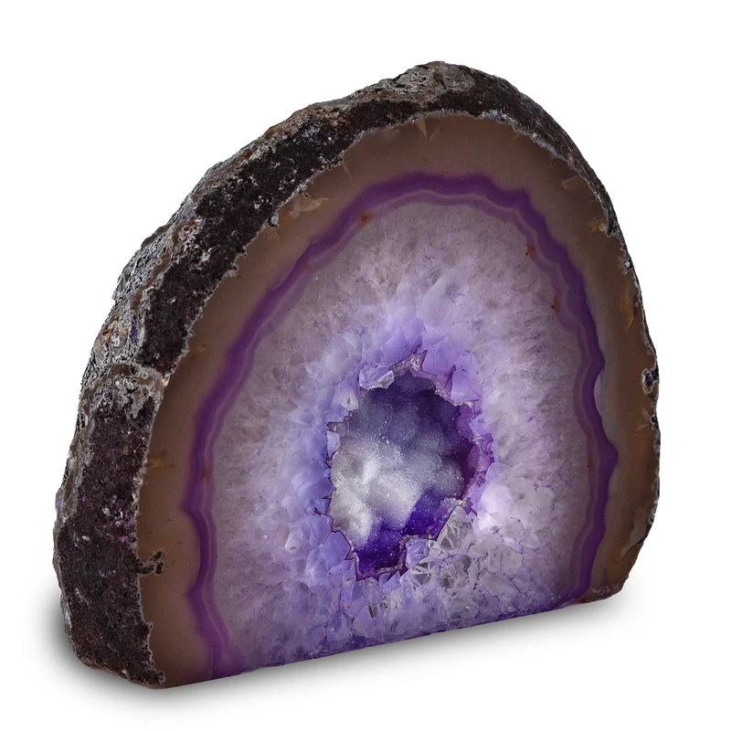 3–4" Cut Base Agate Geode | Brazilian Crystal Specimen
