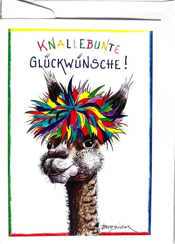 Knallbunte Glückwünsche! - Alpaka Geburtstagskarten von Heidemarie Brosien