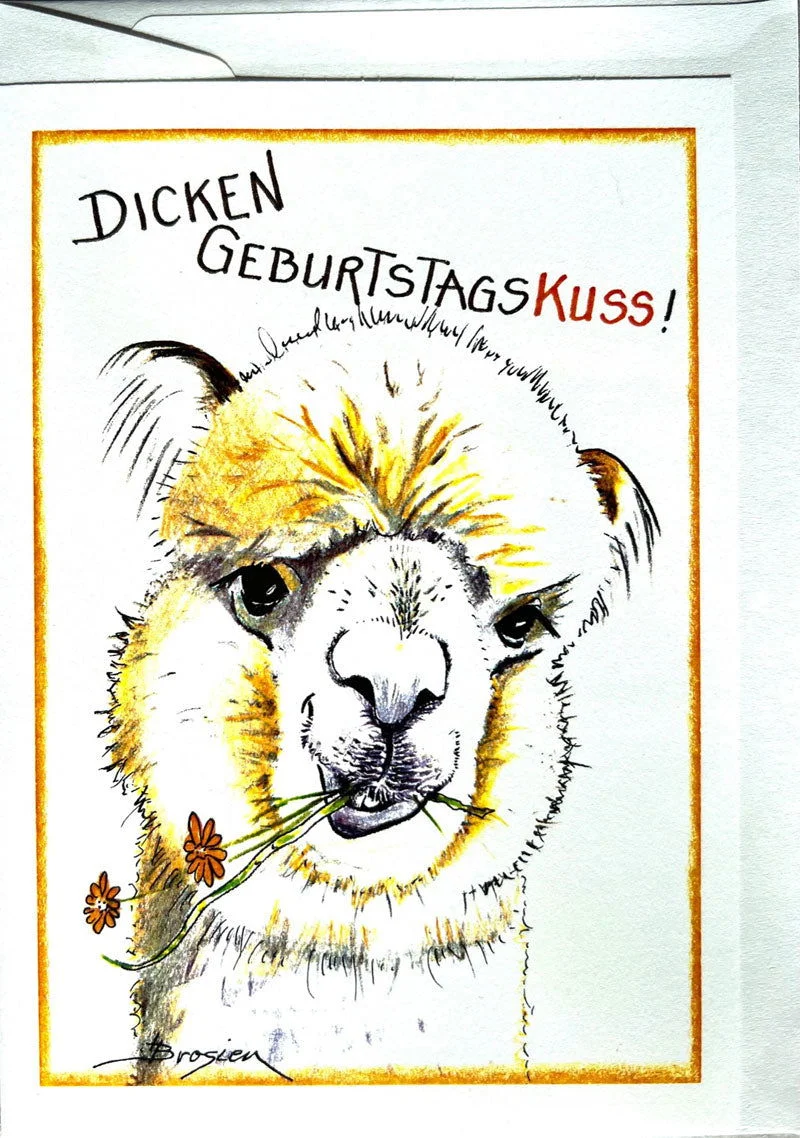 Dicken Geburtstagskuss! - Alpaka Geburtstagskarten von Heidemarie Brosien