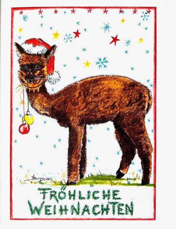 Fröhliche Weihnachten - Alpaka Weihnachtskarte von Heidemarie Brosien