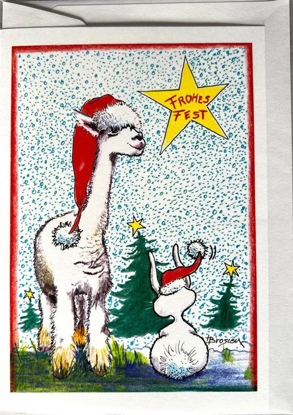 Frohes Fest - Alpaka Weihnachtskarte von Heidemarie Brosien