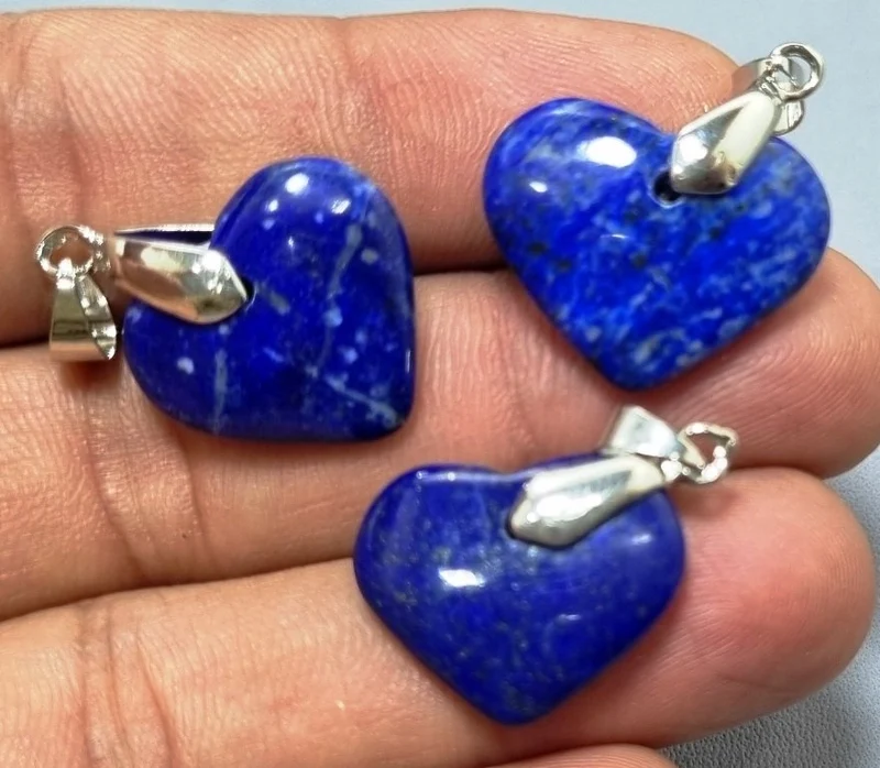 Natural Lapis Lazuli Heart Pendant - Hand-Carved Gemstone
