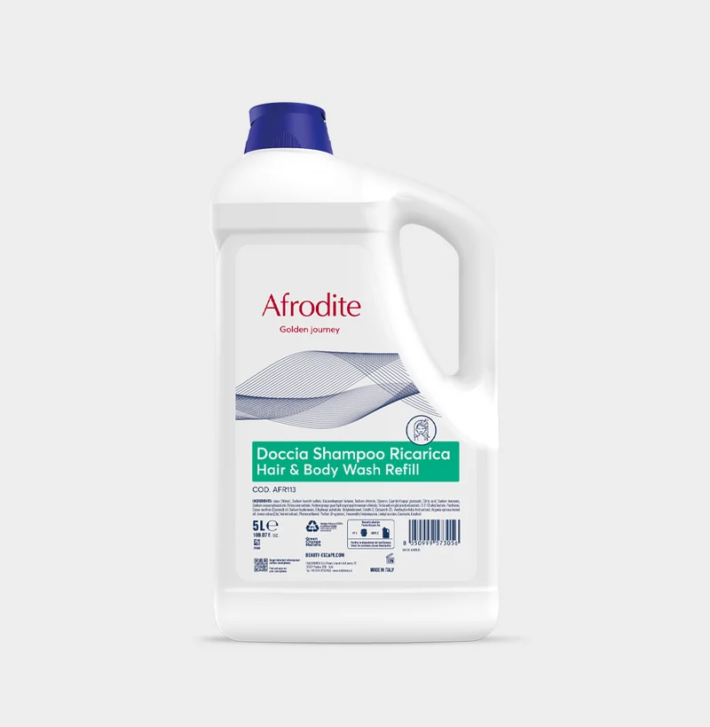 Doccia shampoo per hotel Beauty Escape Afrodite Hair & Body Wash 5 litri DISPONIBILE IN 7 GIORNI LAVORATIVI