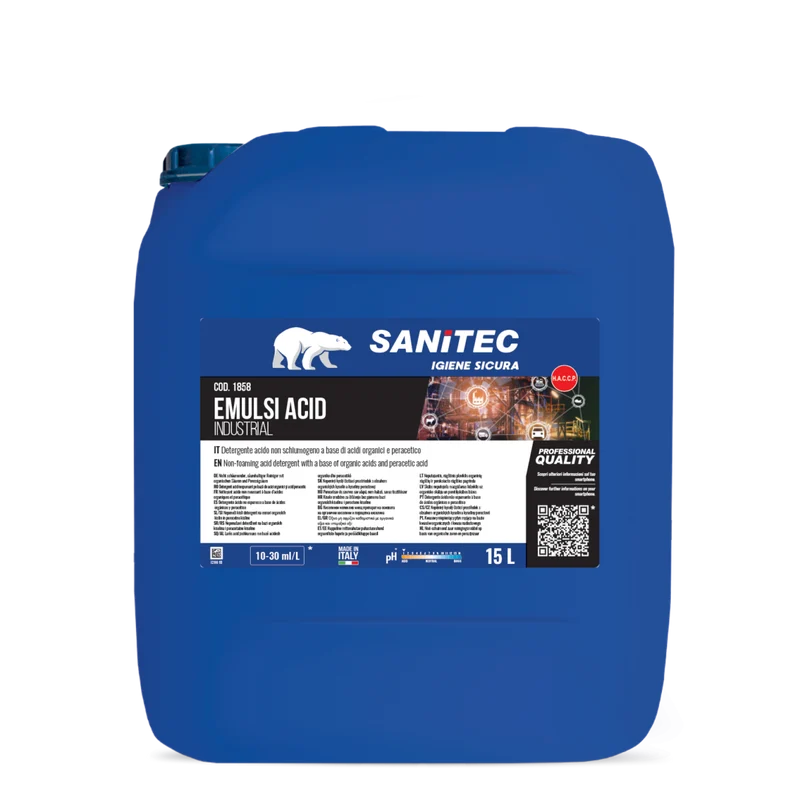 Detergente acido peracetico non schiumogeno Sanitec Emulsi-Acid 15 litri DISPONIBILE IN 7 GIORNI LAVORATIVI