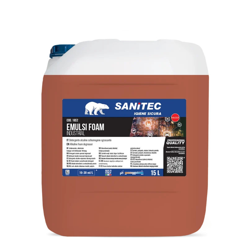 Detergente schiumogeno sgrassante per industria alimentare Sanitec Emulsi Foam 15 litri DISPONIBILE IN 7 GIORNI LAVORATIVI