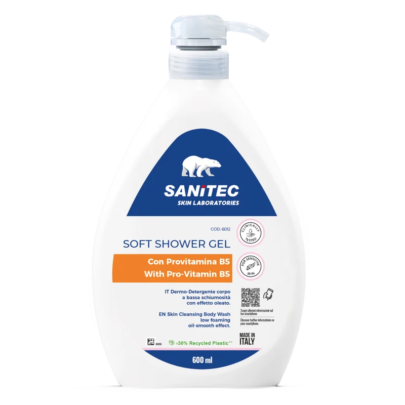 Docciaschiuma delicato Sanitec Soft Shower Gel 6x600 ml DISPONIBILE IN 7 GIORNI LAVORATIVI