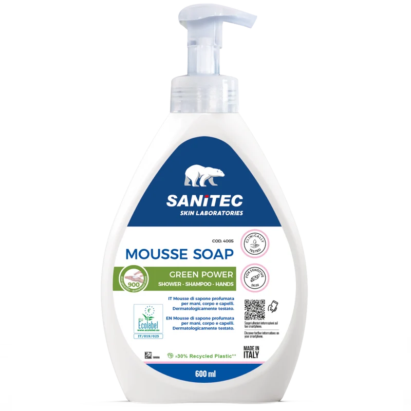 Sapone in mousse Ecolabel Sanitec Mousse Soap Green Power 6x600 ml DISPONIBILE IN 7 GIORNI LAVORATIVI