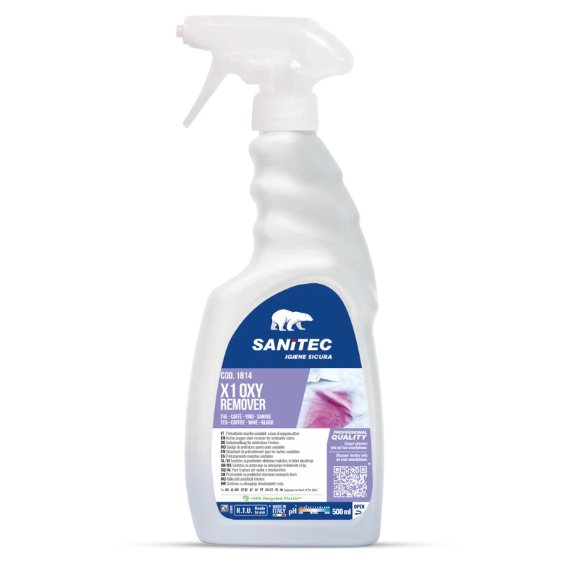 Pretrattante all'ossigeno per macchie Sanitec X1 Oxy Remover 6x500 ml DISPONIBILE IN 7 GIORNI LAVORATIVI