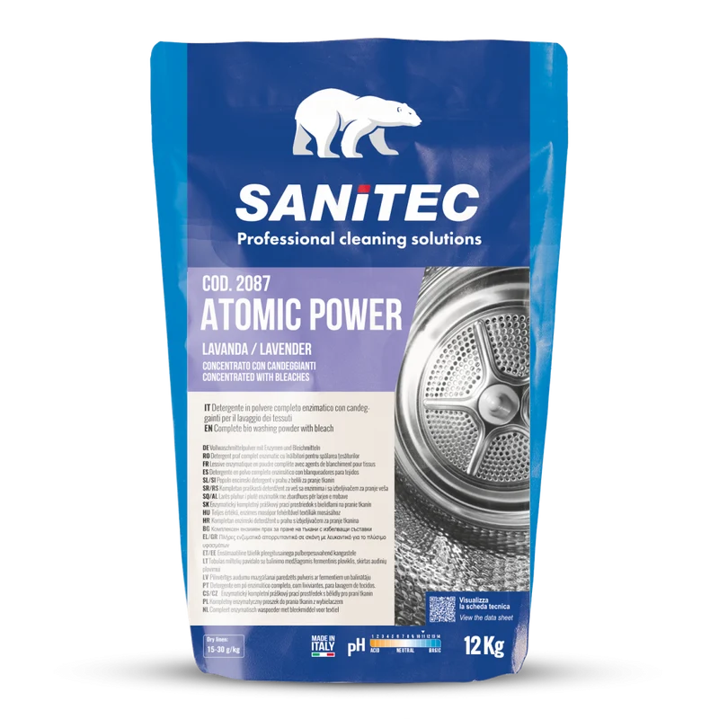 Detergente in polvere per bucato Sanitec Atomic Power 12 kg DISPONIBILE IN 7 GIORNI LAVORATIVI