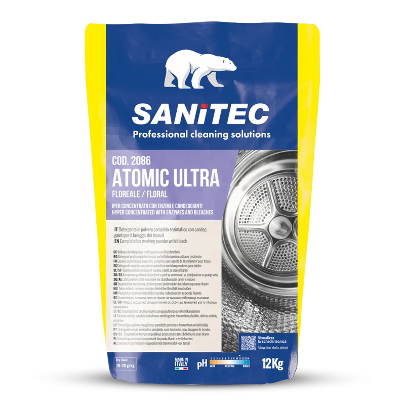Detergente in polvere per bucato Sanitec Atomic Ultra 12 kg DISPONIBILE IN 7 GIORNI LAVORATIVI