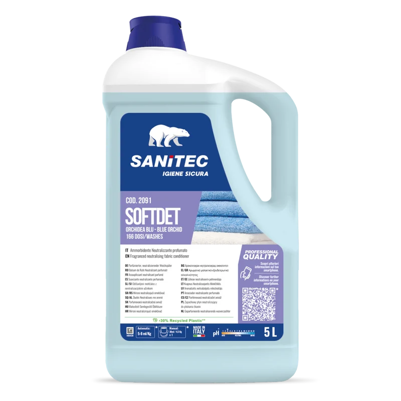Ammorbidente concentrato per bucato Sanitec Softdet Orchidea Blu 5 litri DISPONIBILE IN 7 GIORNI LAVORATIVI