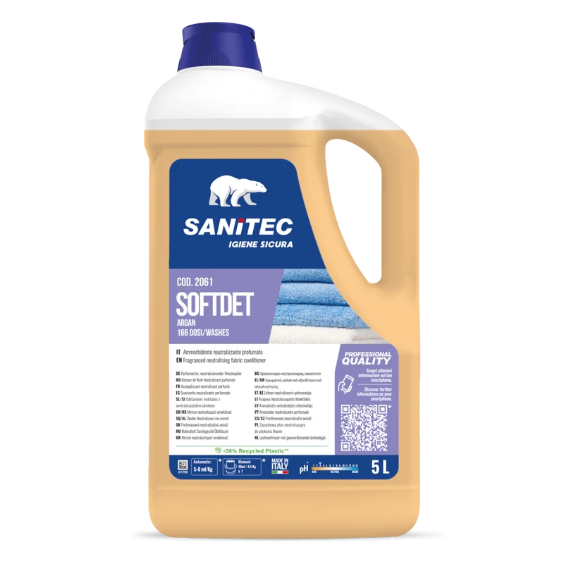 Ammorbidente concentrato per bucato Sanitec Softdet Argan 5 litri DISPONIBILE IN 7 GIORNI LAVORATIVI