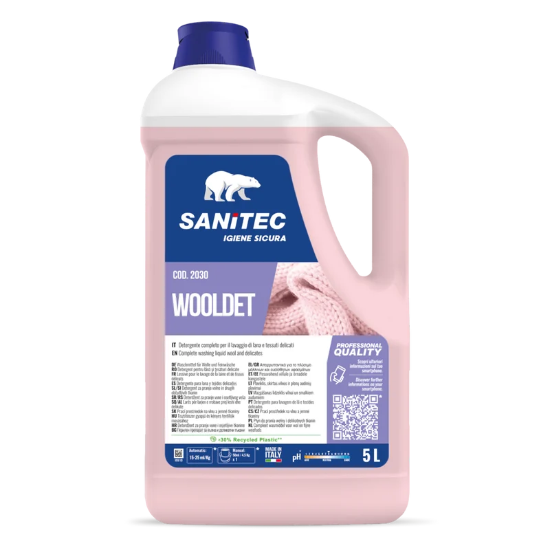 Detergente per lana e delicati Sanitec Wooldet 2x5 litri DISPONIBILE IN 7 GIORNI LAVORATIVI