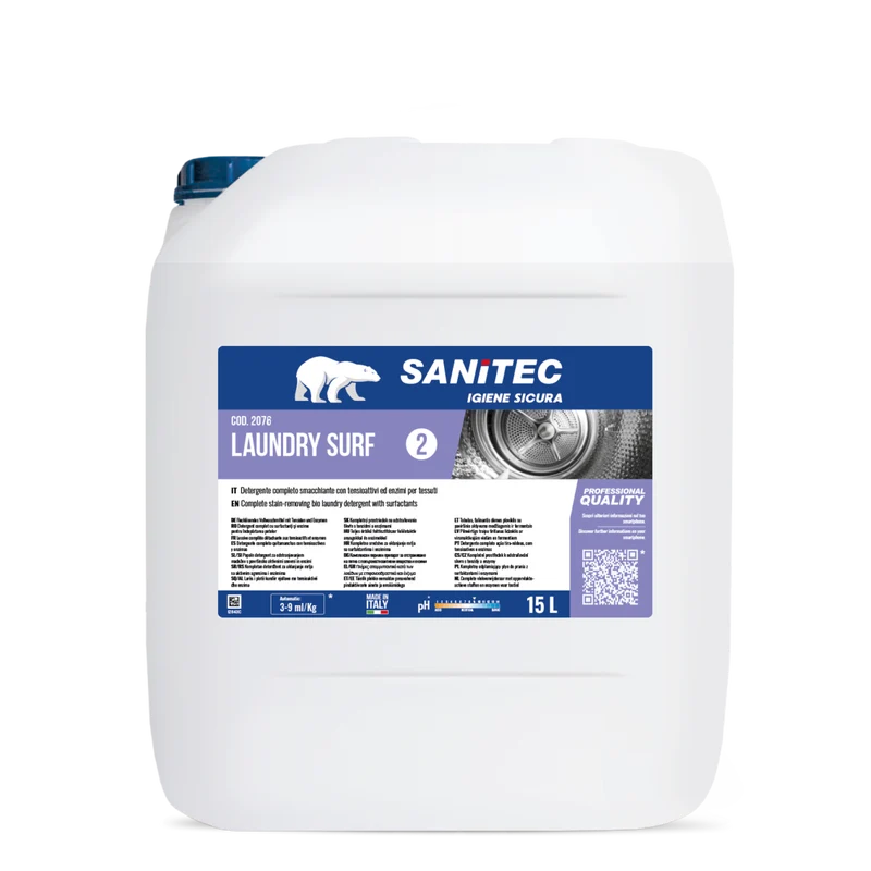 Detergente enzimatico per lavanderia Sanitec Laundry Surf 15 litri DISPONIBILE IN 7 GIORNI LAVORATIVI
