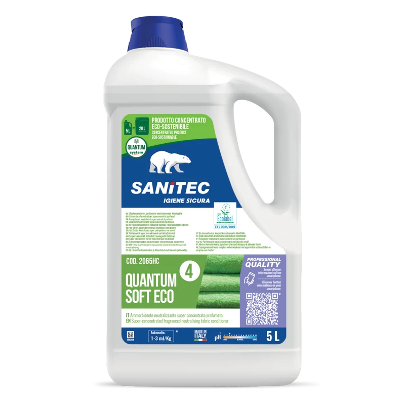 Ammorbidente concentrato per lavanderia Sanitec Quantum Soft Eco 5 litri DISPONIBILE IN 7 GIORNI LAVORATIVI