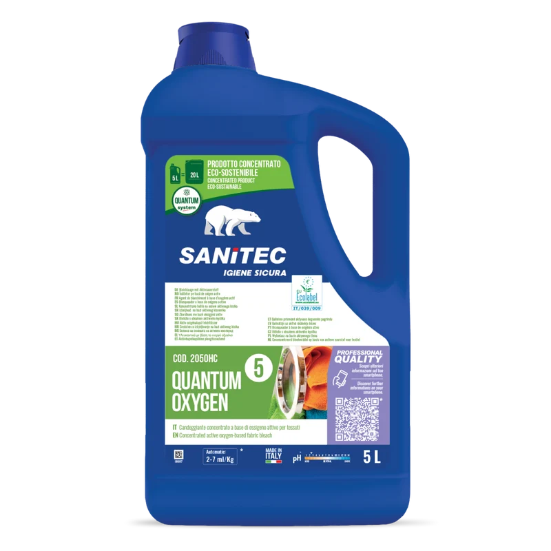 Candeggiante all'ossigeno attivo per lavanderia Sanitec Quantum Oxygen 2x5 litri DISPONIBILE IN 7 GIORNI LAVORATIVI
