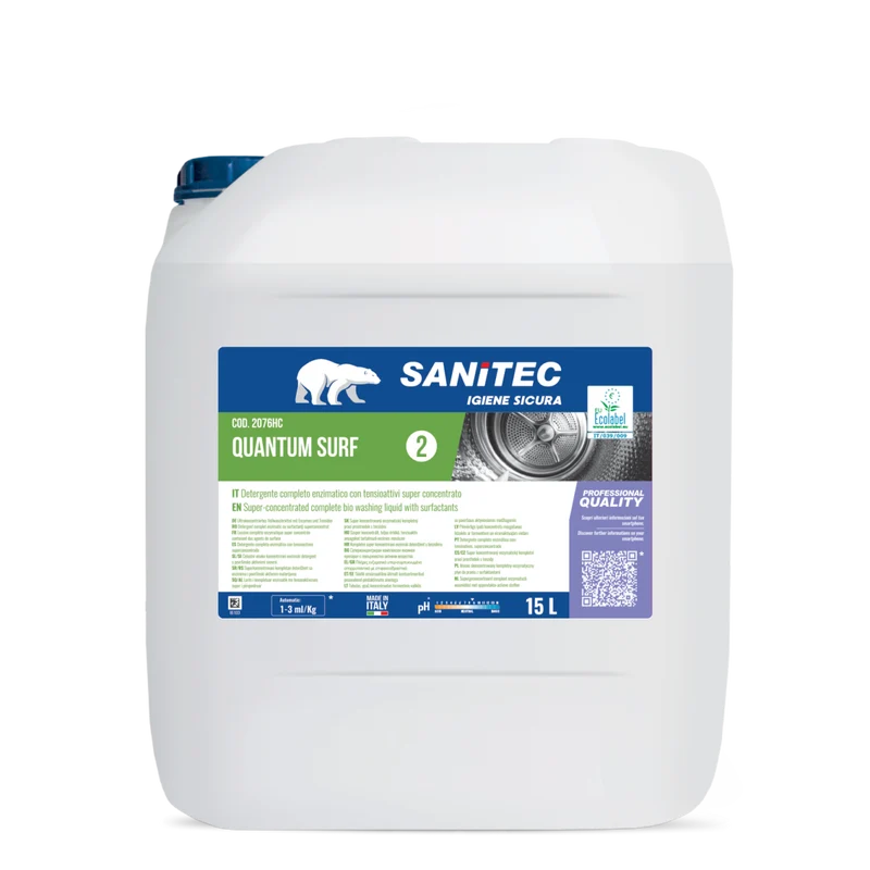Detergente enzimatico per lavanderia Sanitec Quantum Surf 15 litri DISPONIBILE IN 7 GIORNI LAVORATIVI