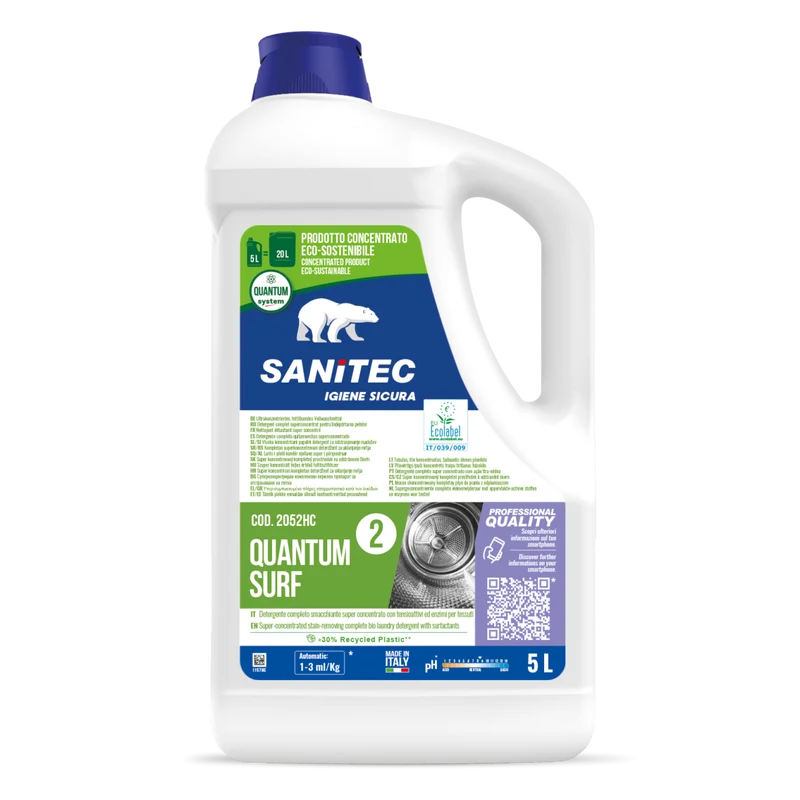 Detergente enzimatico per lavanderia Sanitec Quantum Surf 2x5 litri DISPONIBILE IN 7 GIORNI LAVORATIVI
