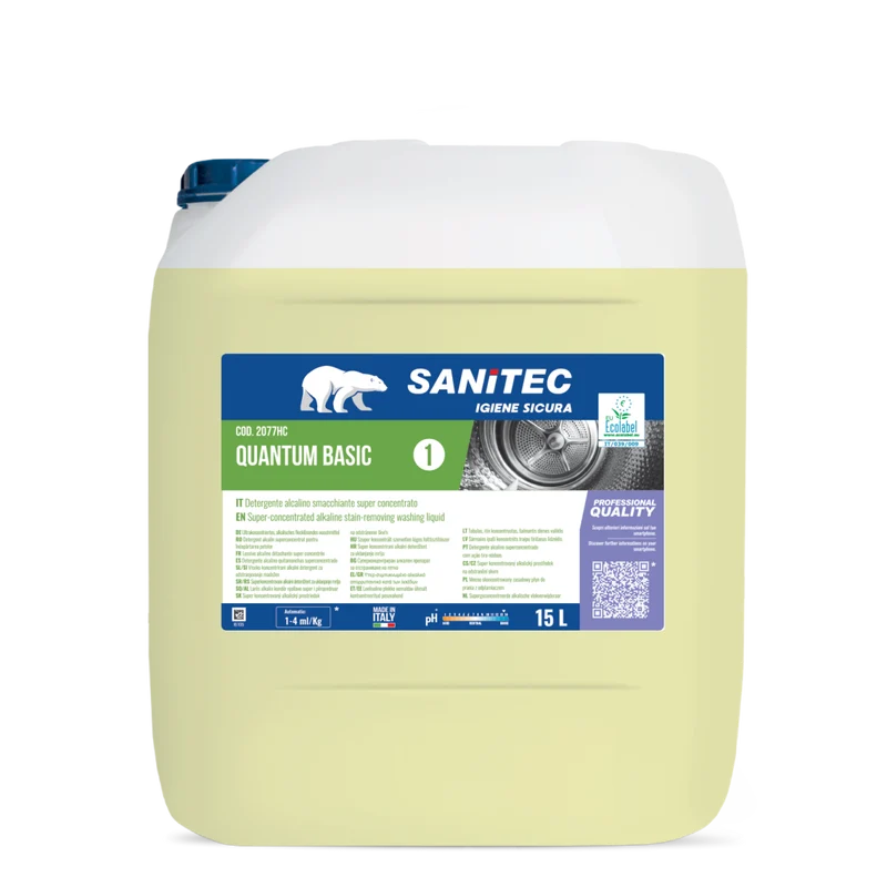 Detergente alcalino per lavanderia Sanitec Quantum Basic 15 litri DISPONIBILE IN 7 GIORNI LAVORATIVI