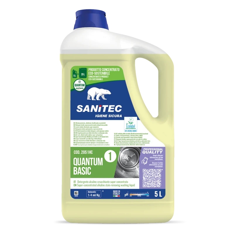 Detergente alcalino per lavanderia Sanitec Quantum Basic 2x5 litri DISPONIBILE IN 7 GIORNI LAVORATIVI
