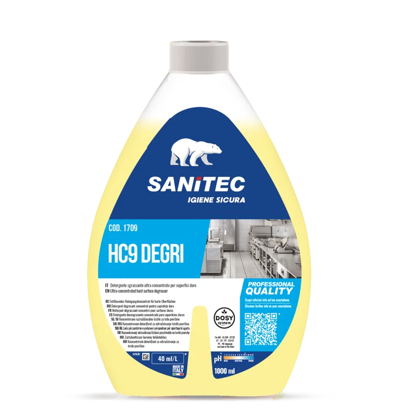 Sgrassatore ultraconcentrato per superfici Sanitec HC9 Degri 1 litro DISPONIBILE IN 7 GIORNI LAVORATIVI