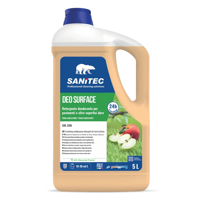 Detergente profumatore per pavimenti Sanitec Deo Surface Pesca & Mela Verde 5 litri DISPONIBILE IN 7 GIORNI LAVORATIVI
