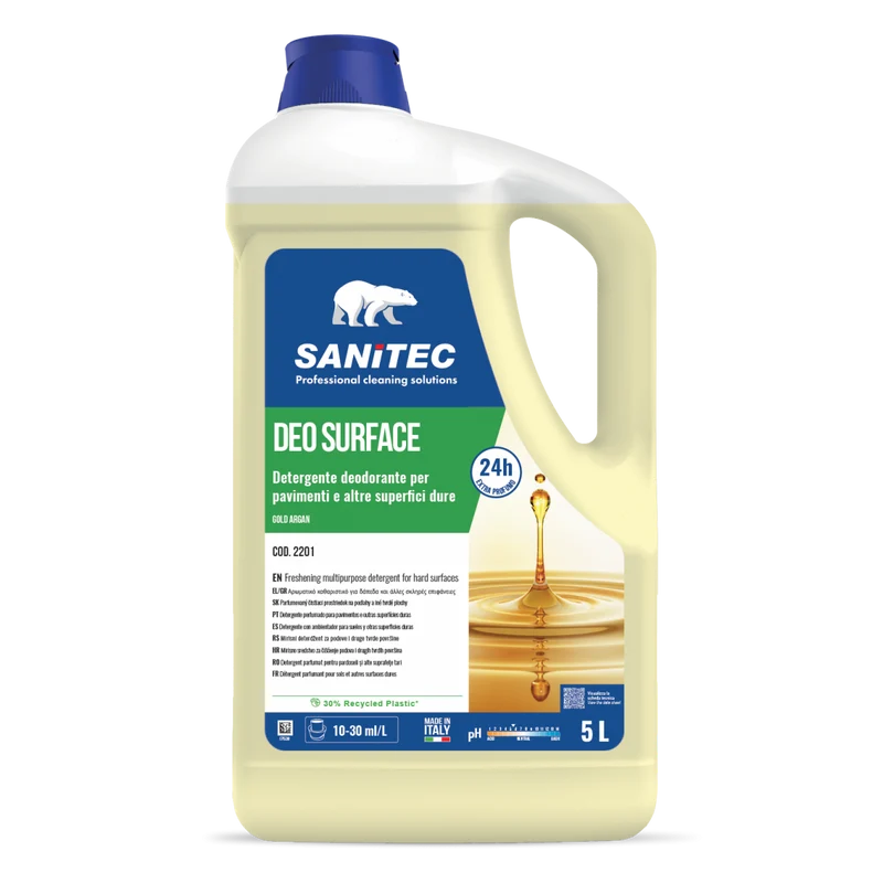 Detergente profumatore per pavimenti Sanitec Deo Surface Gold Argan 5 litri DISPONIBILE IN 7 GIORNI LAVORATIVI