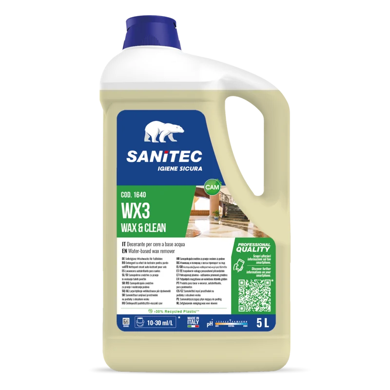 Lavaincera autolucidante per pavimenti Sanitec WX3 Wax&Clean 2x5 litri DISPONIBILE IN 7 GIORNI LAVORATIVI