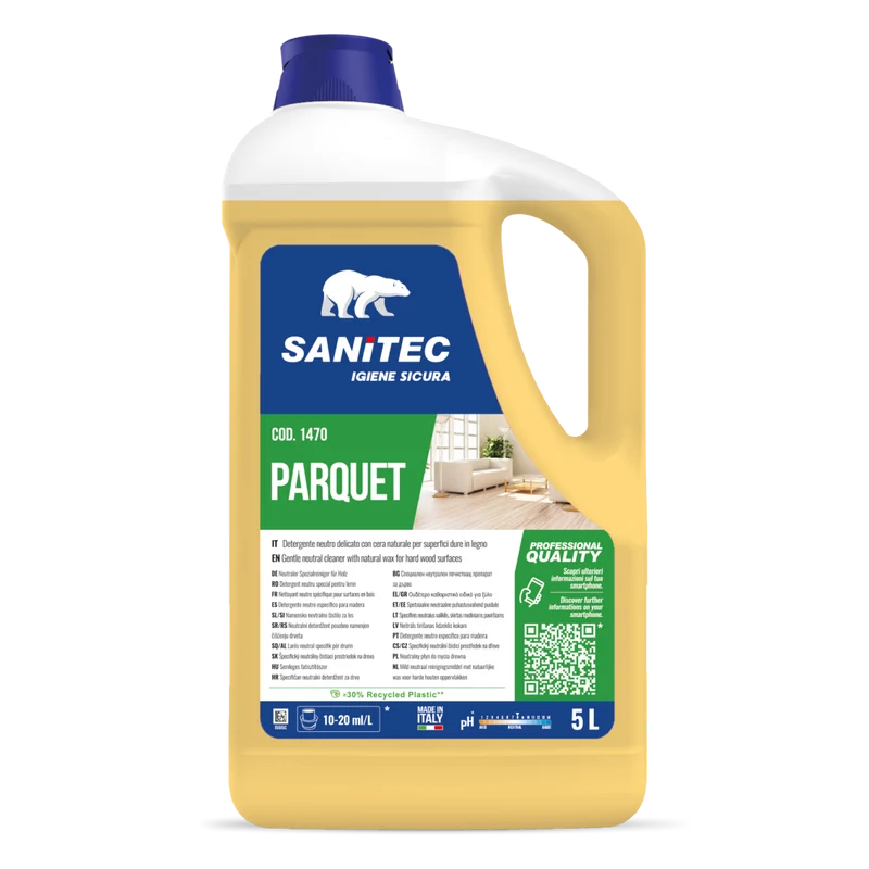 Detergente neutro per parquet Sanitec Parquet 2x5 litri DISPONIBILE IN 7 GIORNI LAVORATIVI