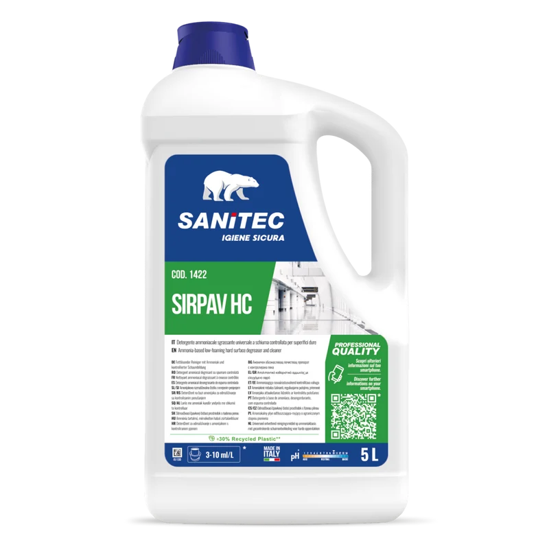 Sgrassatore ammoniacale per pavimenti Sanitec Sirpav HC 2x5 litri DISPONIBILE IN 7 GIORNI LAVORATIVI