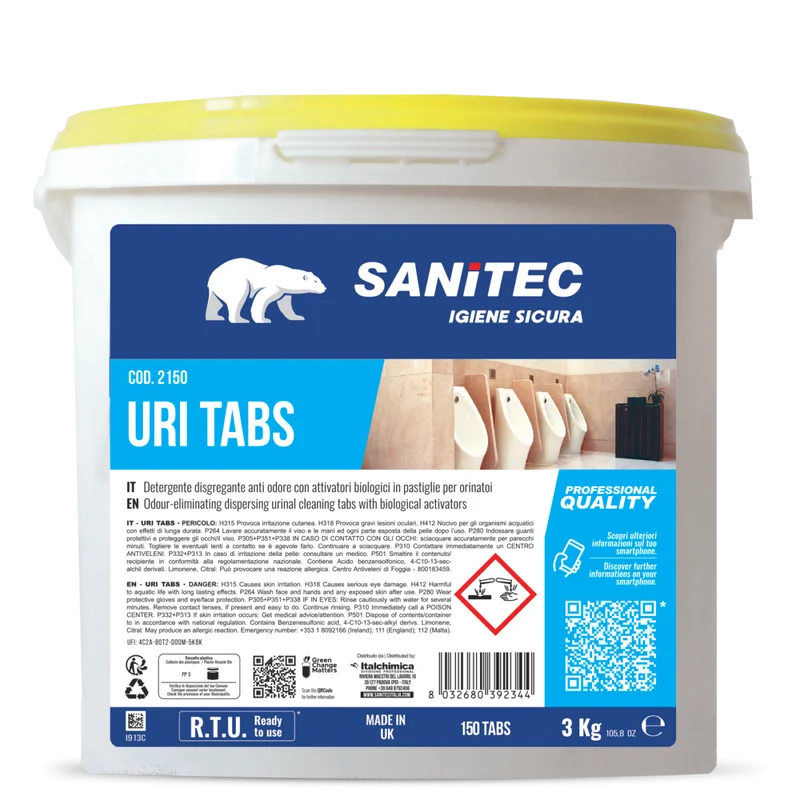Pastiglie disgreganti antiodore per orinatoi Sanitec Uri-Tabs 3 kg DISPONIBILE IN 7 GIORNI LAVORATIVI