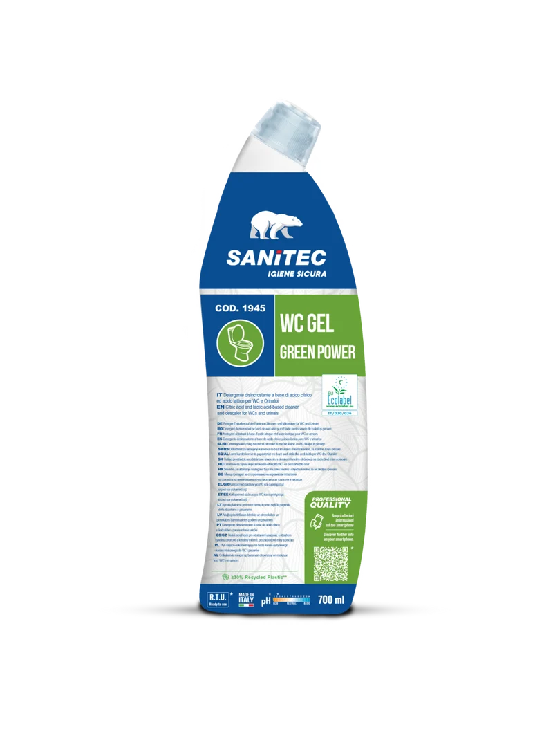 Detergente Ecolabel per WC e orinatoi Sanitec WC Gel Green Power 8x700 ml DISPONIBILE IN 7 GIORNI LAVORATIVI