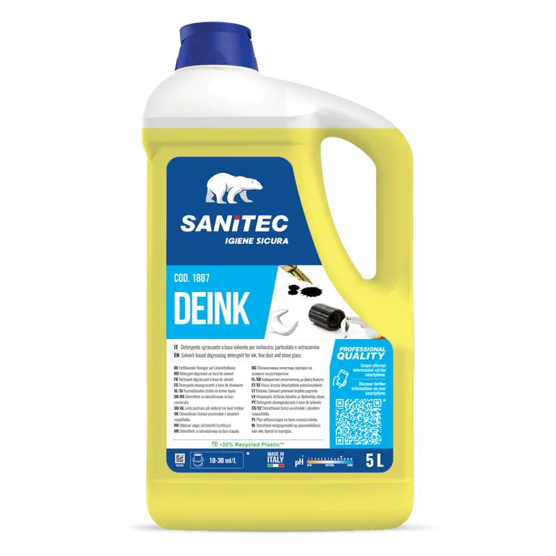 Sgrassatore solvente per inchiostro e colla Sanitec Deink 2x5 litri DISPONIBILE IN 7 GIORNI LAVORATIVI