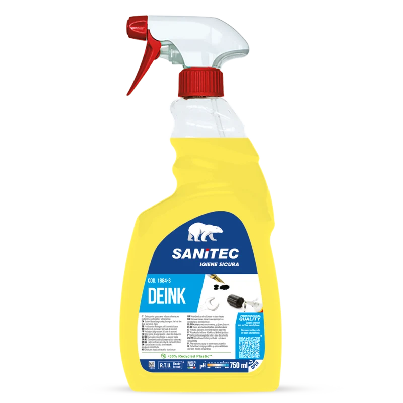Sgrassatore solvente per inchiostro e colla Sanitec Deink 750 ml DISPONIBILE IN 7 GIORNI LAVORATIVI