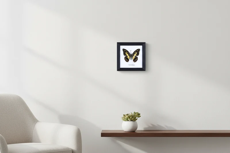 Lime Butterfly (Papilio demoleus) - Real Framed Specimen in Glass Display 5×5"