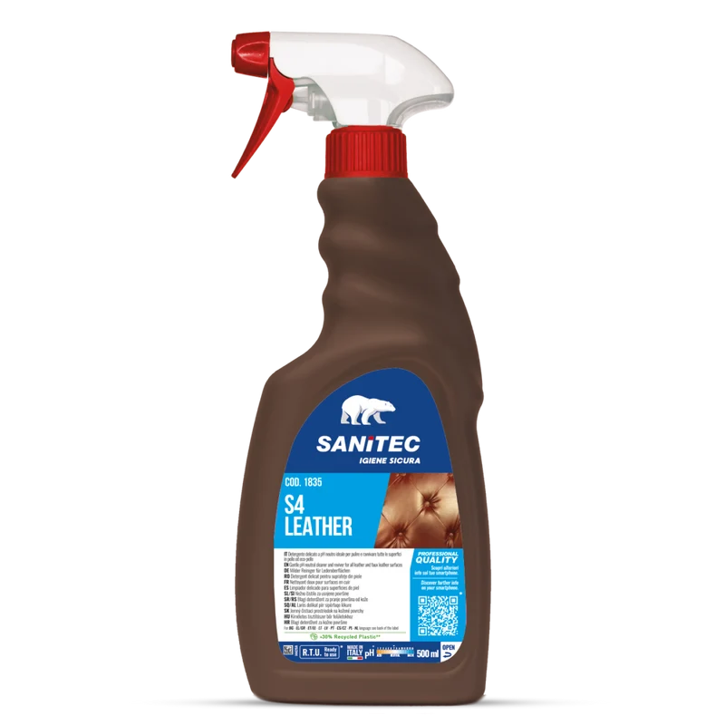 Detergente per pelle ed ecopelle Sanitec S4 Leather 6x500 ml DISPONIBILE IN 7 GIORNI LAVORATIVI