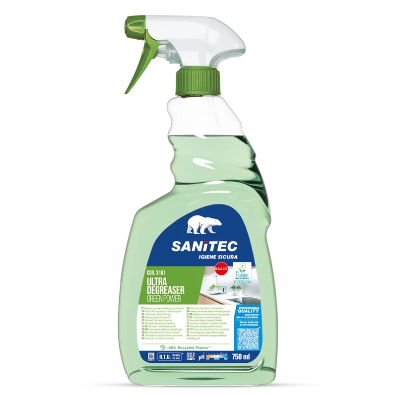 Sgrassatore Ecolabel per sporchi ostinati Sanitec Ultra Degreaser Green Power 6x750 ml DISPONIBILE IN 7 GIORNI LAVORATIVI
