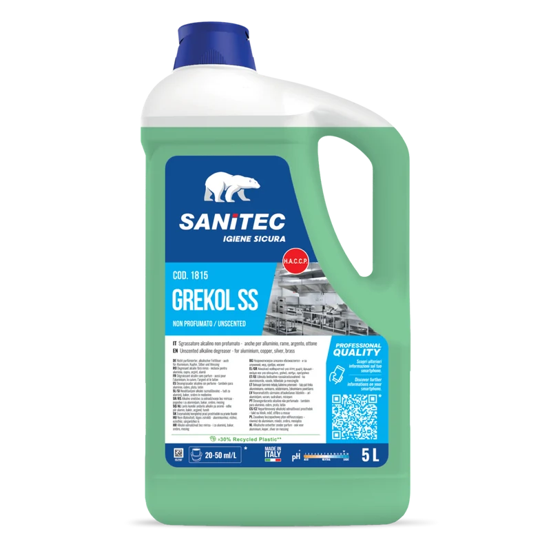 Sgrassatore alcalino per metalli Sanitec Grekol SS 5 litri DISPONIBILE IN 7 GIORNI LAVORATIVI