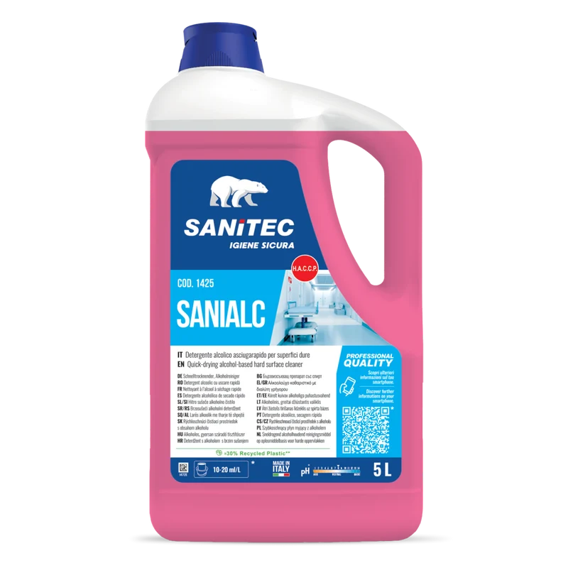 Detergente alcolico asciugarapido per pavimenti e superfici Sanitec Sanialc 2x5 litri DISPONIBILE IN 7 GIORNI LAVORATIVI